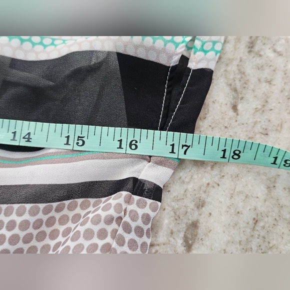 Ann Taylor Petite Peplum Blouse - Polka Dot & Stripe Print, Sleeveless Small - Picture 7 of 9